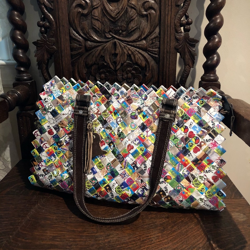 Nahui Ollin Multi-Color Candy Wrapper Tote Bag
